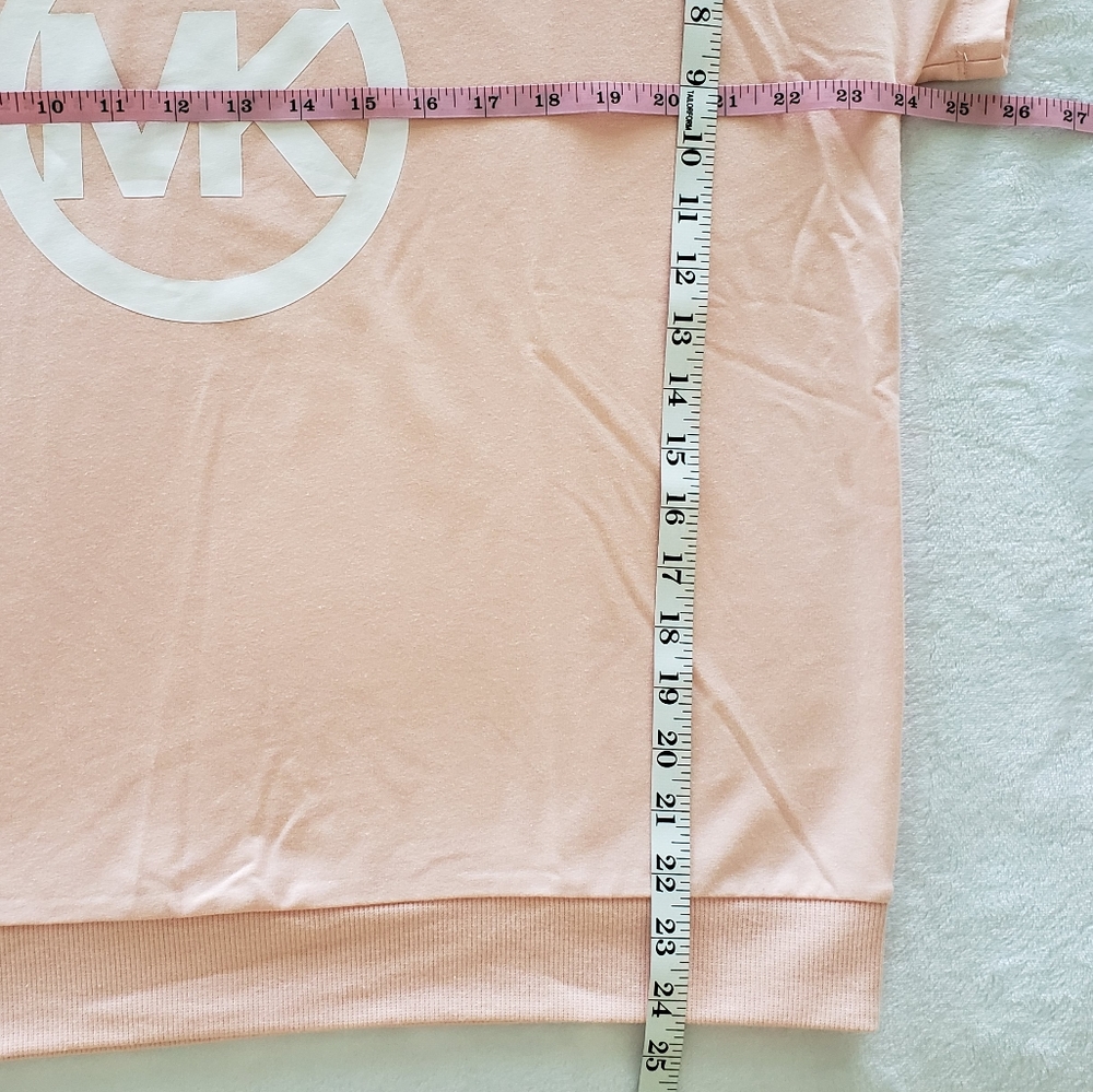 MICHAEL KORS Short Sleeve Dusty Coral Logo Hooded Sweatshirt--NWT--L - Picture 16 of 16